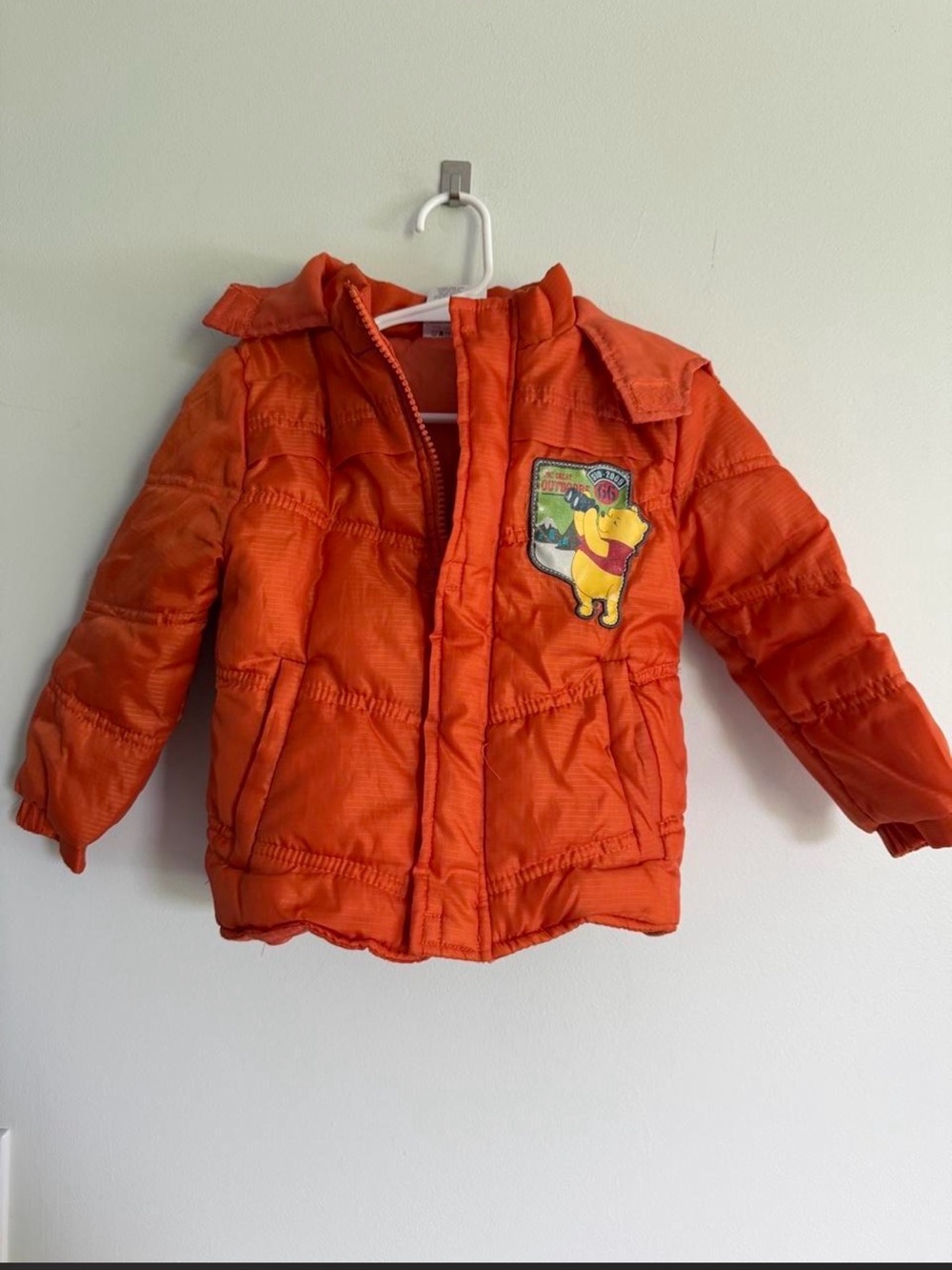 Vintage Pooh Bear Disney Puffer Orange Jacket. Size 18 months Y2K